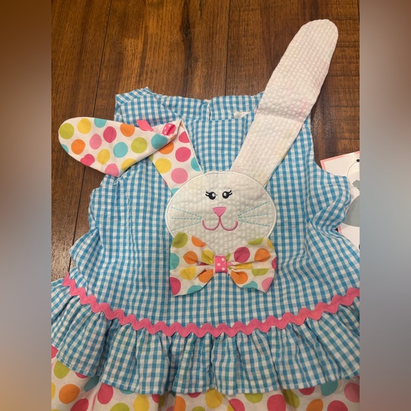 NWT Rare Editions Easter Bunny Polka Dot Baby Girl Set, 9 Months - Picture 2 of 10